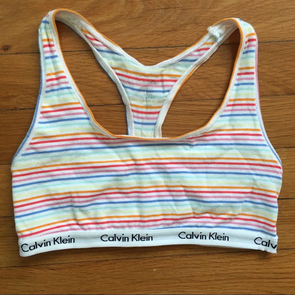 Calvin Klein rainbow stripe sports bra S